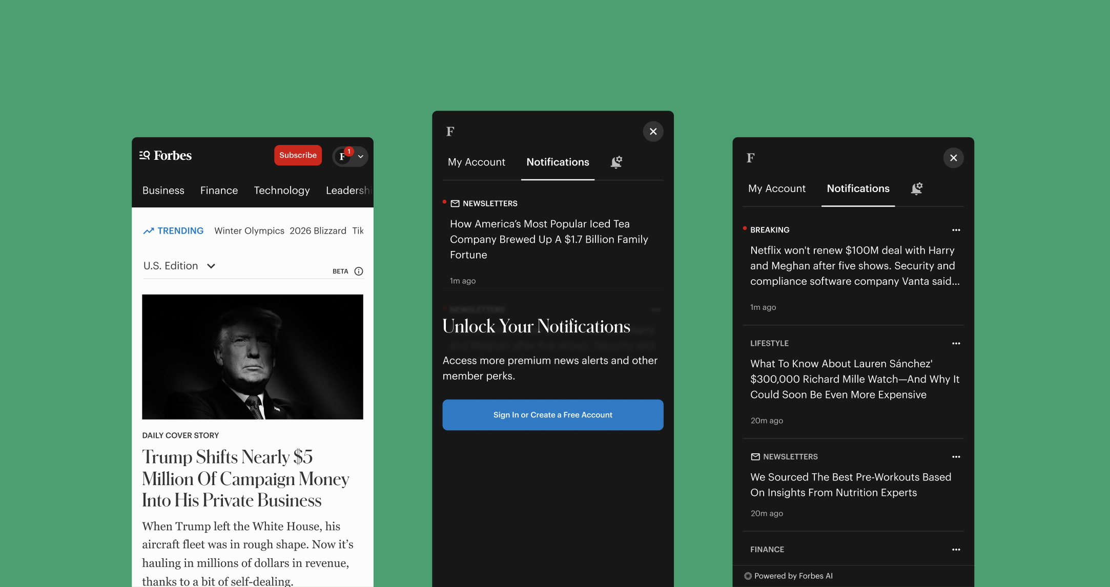 AI Notifications feature interface.